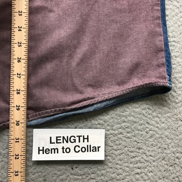 Vintage Bon Homme Button Down Denim Shirt Two Tone Mens Large Long Sleeve Pink - Picture 5 of 9